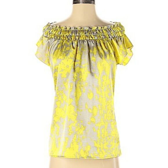 The Limited Yellow and Grey Ruched Blouse - Picture 1 of 11